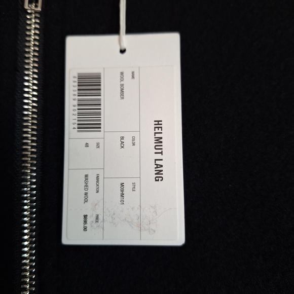 NWT Helmut Lang Black Wool Bomber Jacket Size 48 - Picture 3 of 9